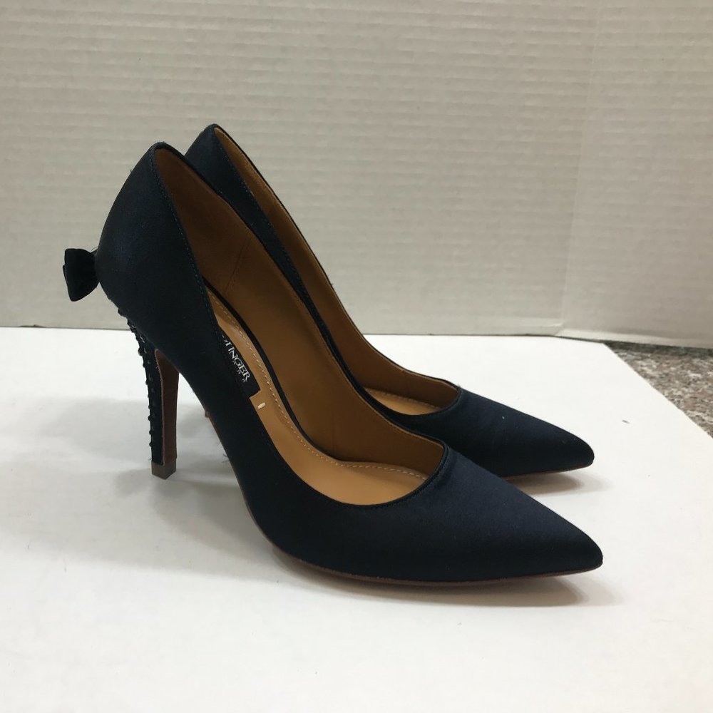 Kay Unger Satin & Rhinestone Studded Stiletto Pump